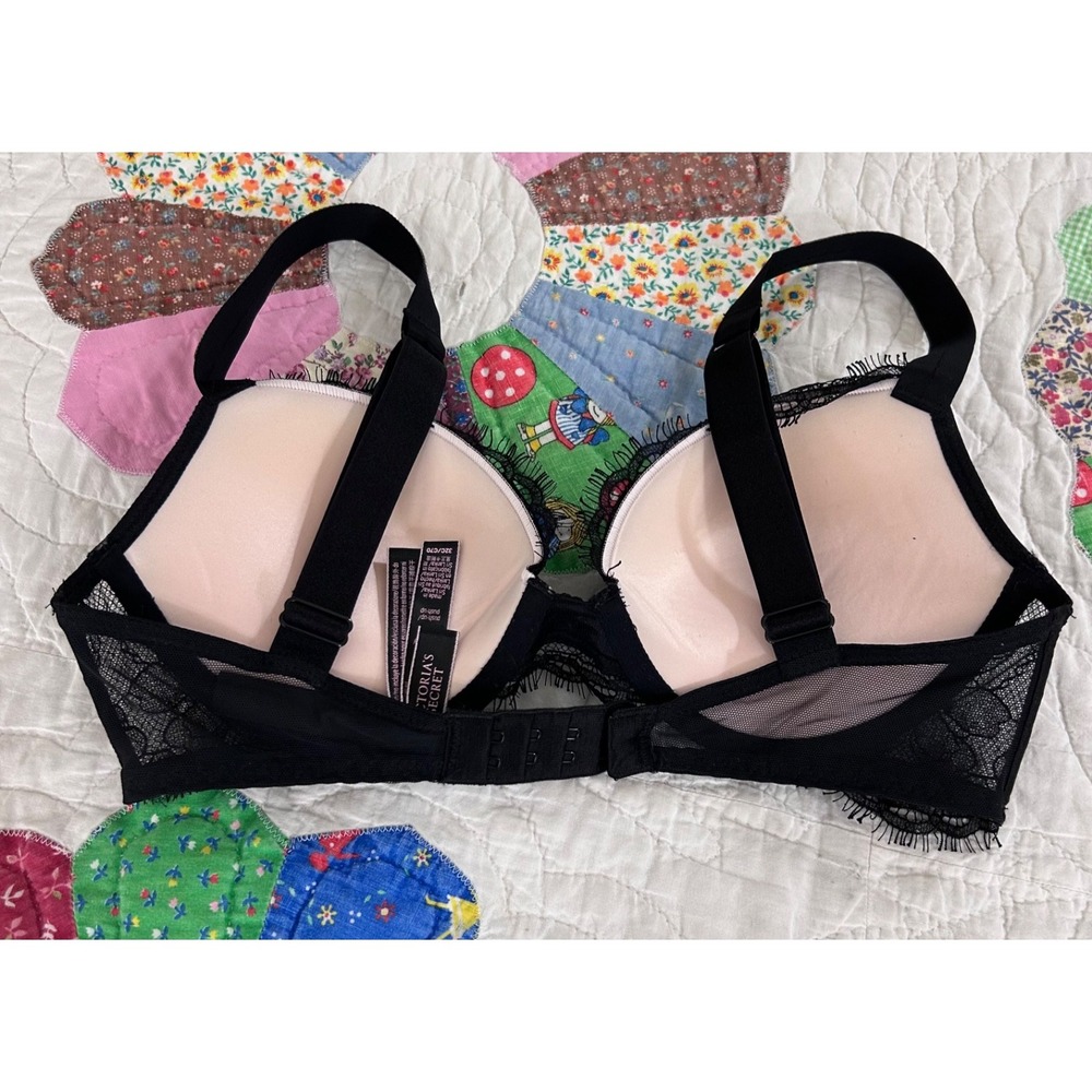 Victoria's Secret VERY SEXY Bra Push Up black  Sequin Bling Strap Size 32C - Picture 6 of 8